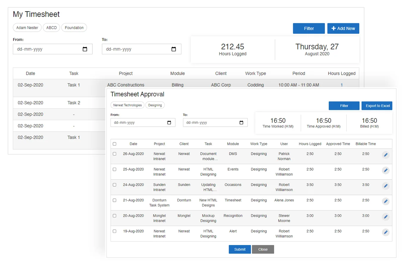 Timesheet details